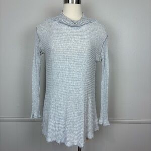 We the Free Free People Lover Boho Tunic Sweater Size‎ XS Cowl Neck Gray Keyhole